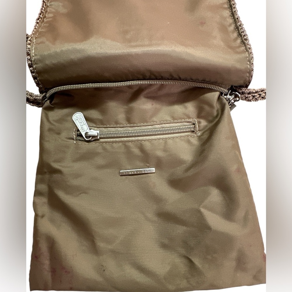 The Sak Brown Flap Crochet Crossbody Small Purse Minimalist Neutral Beachy Boho - Picture 2 of 5